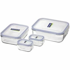 Glasslock Storage Set 4 Piece Set: 1 X 2000ml, 1 X 1000ml, 2 X 150ml
