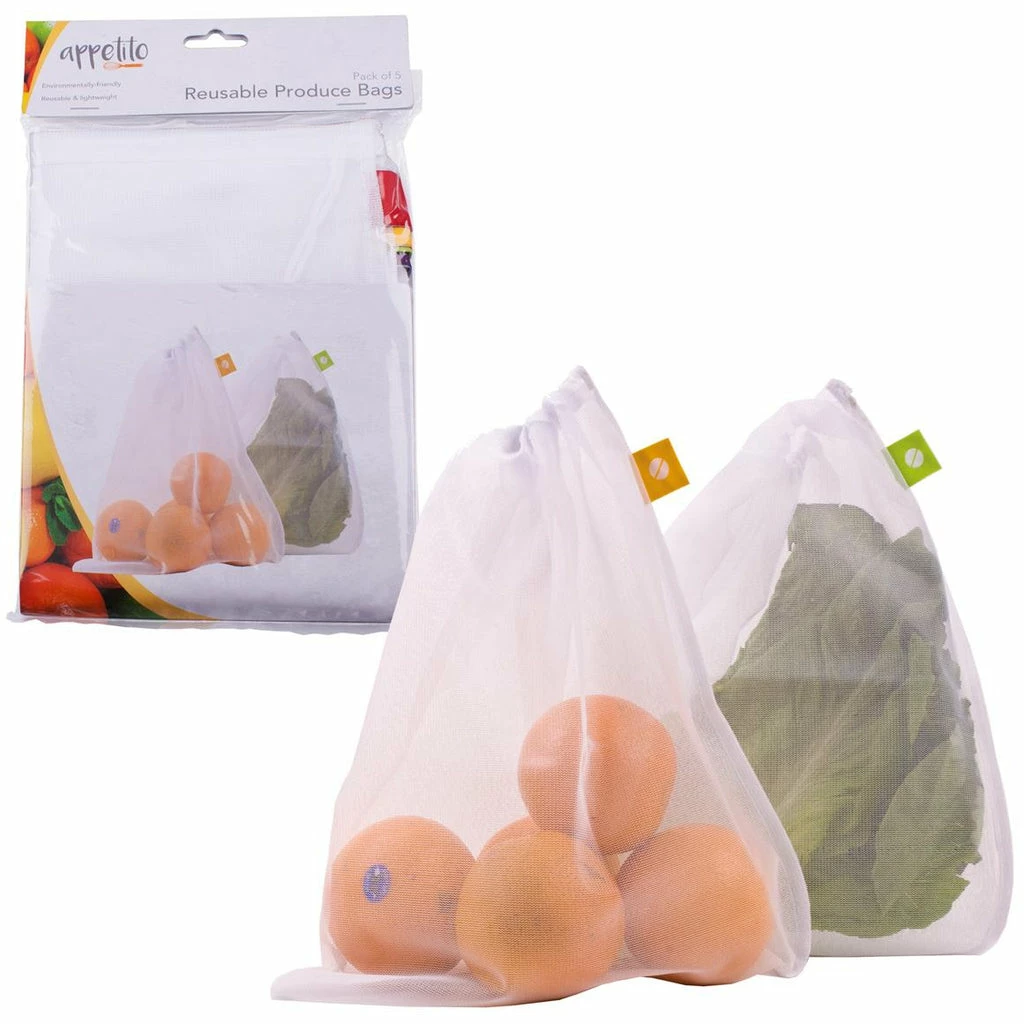 Appetito Mesh Produce Bags - Set 5 1 Appetito Mesh Produce Bags - Set 5