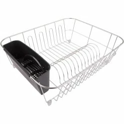 D.Line Large Stainless Steel Dish Drainer with Caddy Black