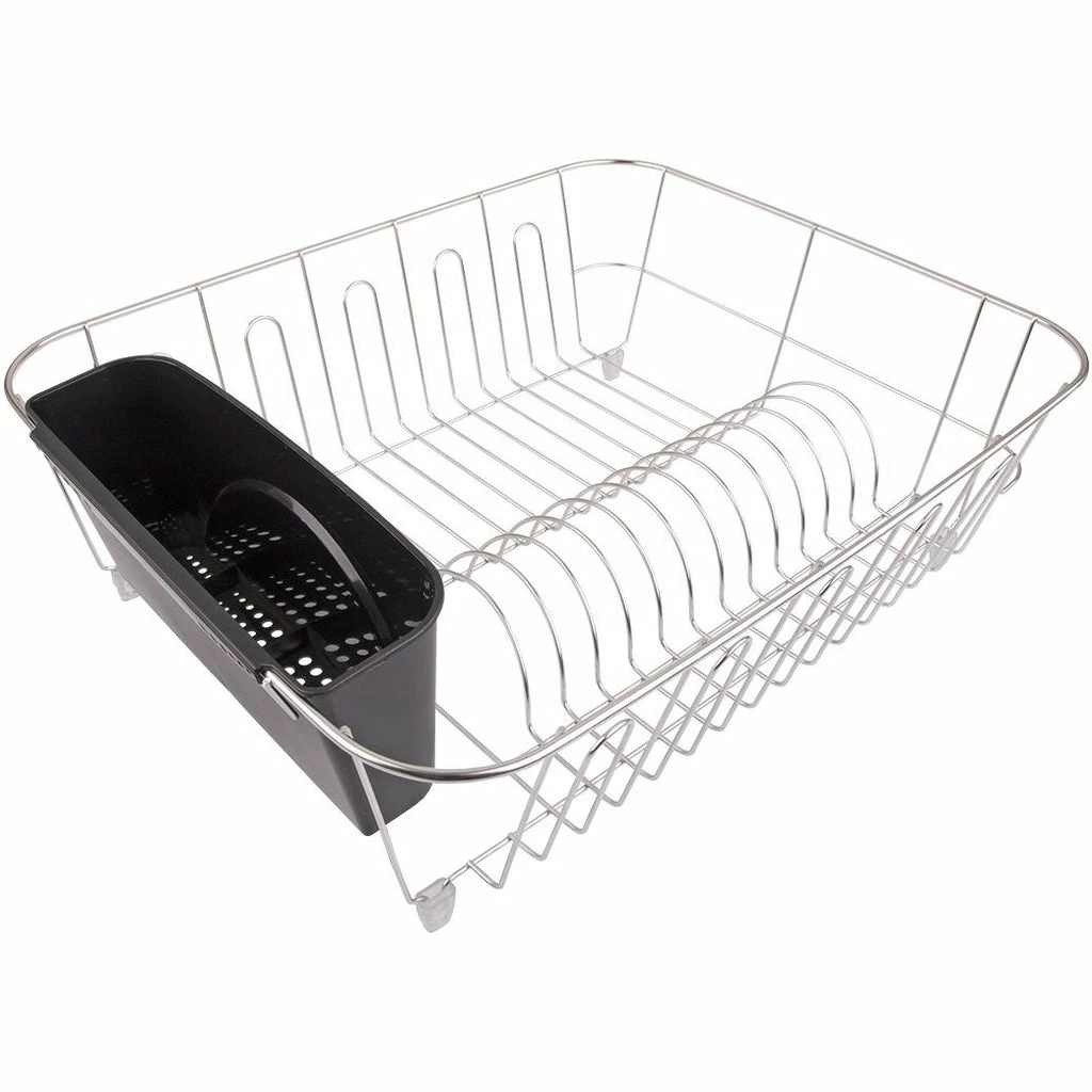 D.Line Large Stainless Steel Dish Drainer with Caddy Black 1 D.Line Large Stainless Steel Dish Drainer with Caddy Black