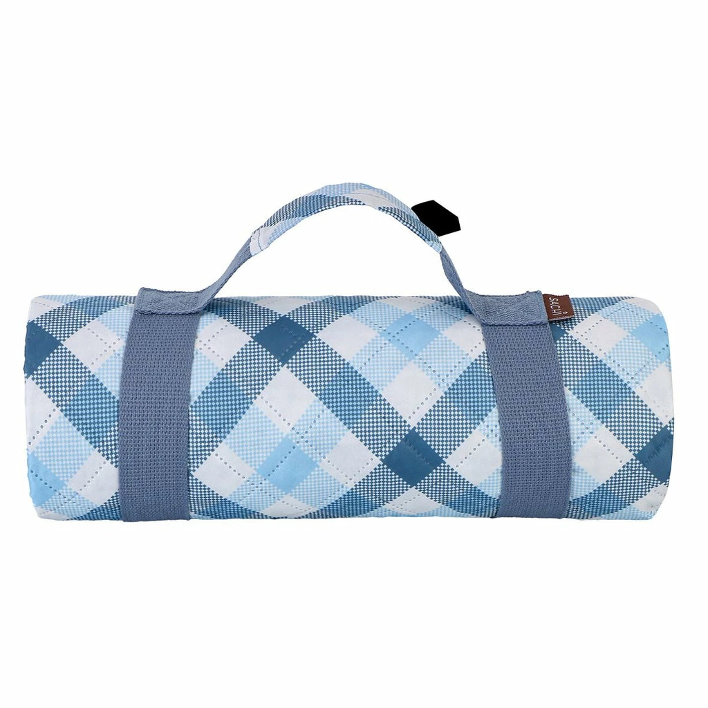 Sachi Picnic Rug 175 X 142Cm Gingham Blue 3 Sachi Picnic Rug 175 X 142Cm Gingham Blue - Image 3