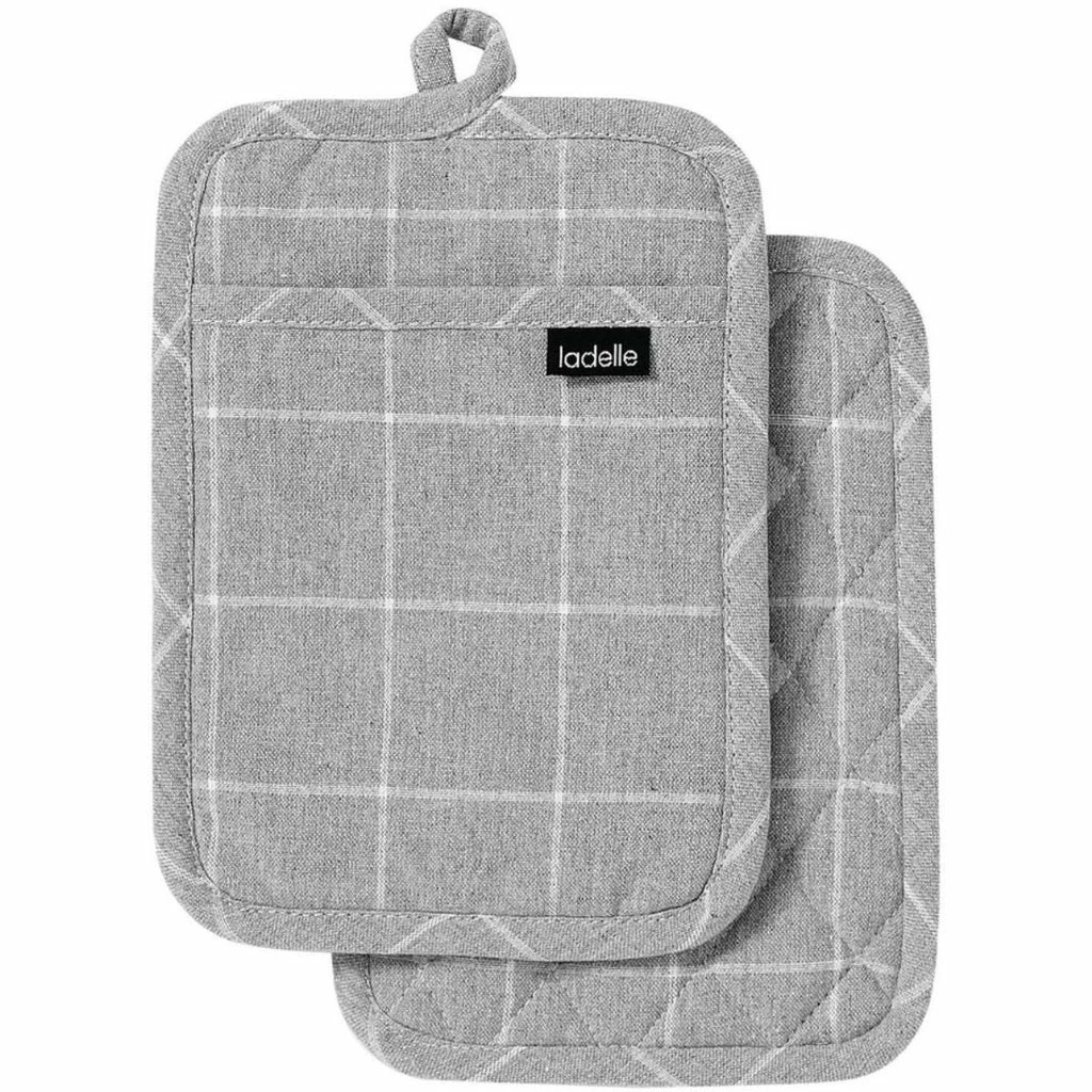Ladelle Eco Check Grey 2pk Pot Holder 1 Ladelle Eco Check Grey 2pk Pot Holder