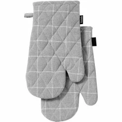 Ladelle Eco Check Grey 2pk Oven Mitt
