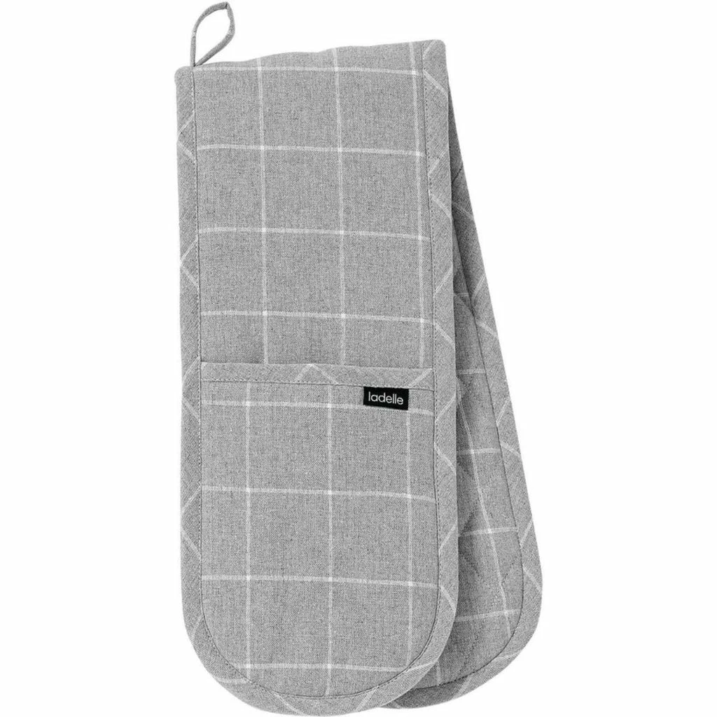 Ladelle Eco Check Grey Double Oven Mitt 1 Ladelle Eco Check Grey Double Oven Mitt