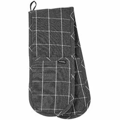 Ladelle Eco Check Charcoal Double Oven Mitt