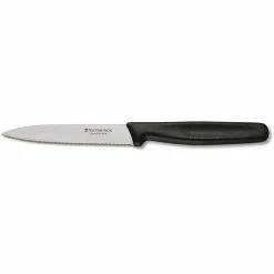 Victorinox Paring Knife Wavy Edge Pointed Tip 10cm - Black