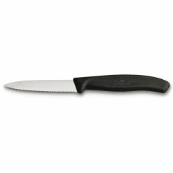 Victorinox Paring Knife Wavy Edge Pointed Tip 8cm Black