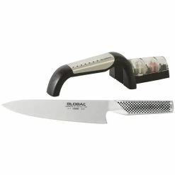 Global Cooks Knife and Sharpener Set - 20cm