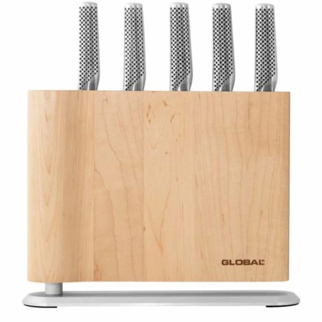 Global Uku 6 Piece Knife Block - Maple 1 Global Uku 6 Piece Knife Block - Maple