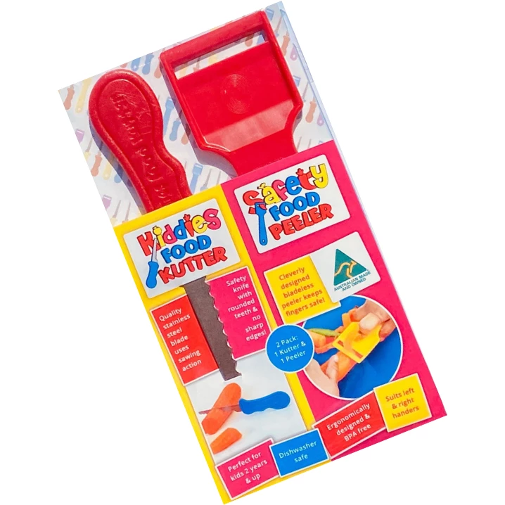 Safety Food Kutter Kiddies Food Kutter and Safety Food Peeler Twin Pack Red 1 Safety Food Kutter Kiddies Food Kutter and Safety Food Peeler Twin Pack Red