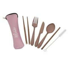 Appetito 6 Piece Stainless Steel Travellers Cutlery Set - Rose Gold
