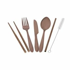 Appetito 6 Piece Stainless Steel Travellers Cutlery Set - Rose Gold -Kitchenware Sales Store Appetito Reusable Cutlery Matchbox 3430 l copy 1 1024x1024