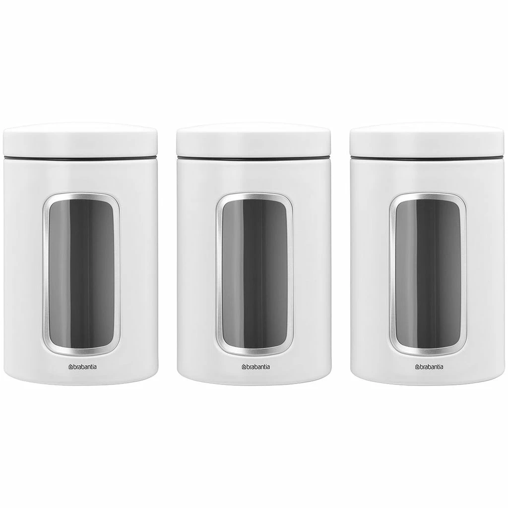 Brabantia Window Canister 1.4L 3 Piece Set White 1 Brabantia Window Canister 1.4L 3 Piece Set White