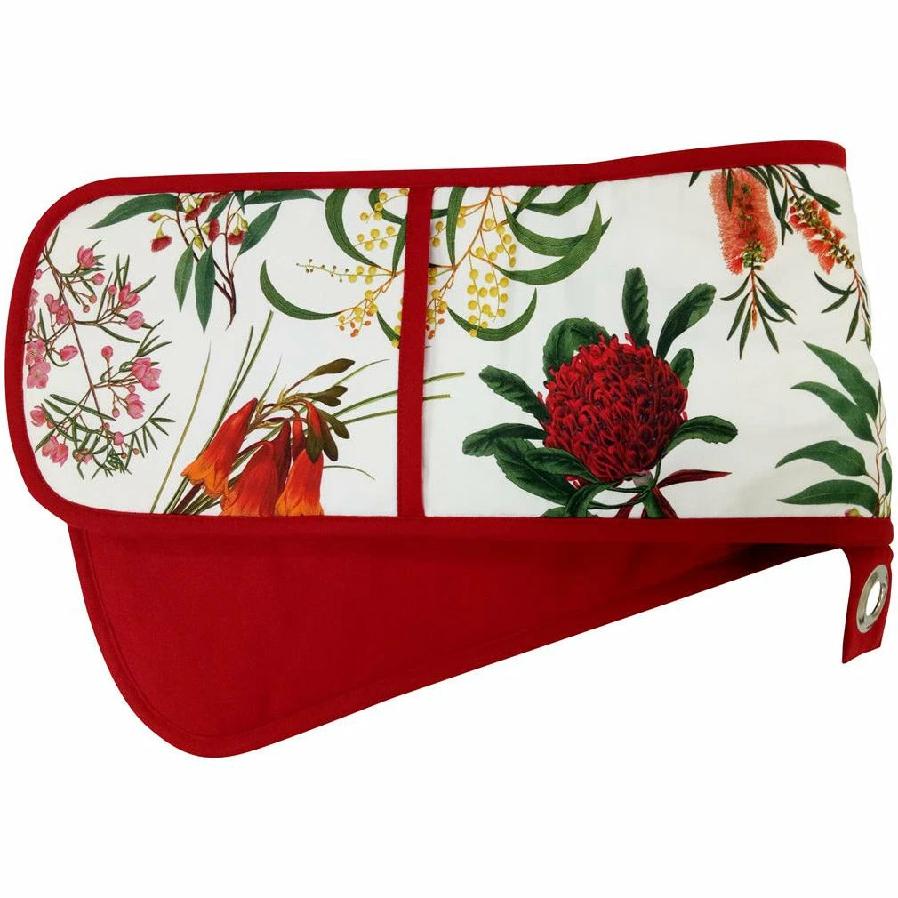 Maxwell and Williams Royal Botanic Garden Double Oven Glove - Red 1 Maxwell and Williams Royal Botanic Garden Double Oven Glove - Red
