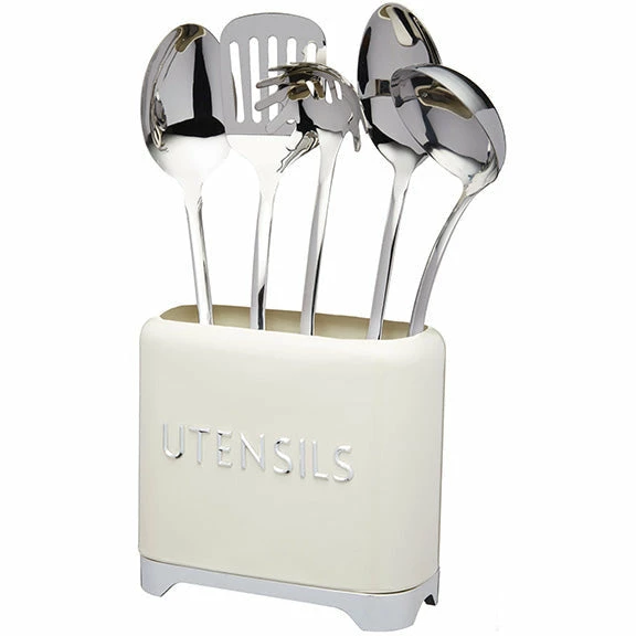 KitchenCraft Lovello Utensil Holder 20x10x16Cm Cream 1 KitchenCraft Lovello Utensil Holder 20x10x16Cm Cream