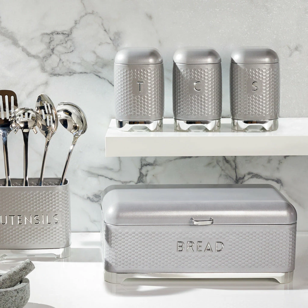 KitchenCraft Lovello Canister Set of 3 Grey Gift Boxed 2 KitchenCraft Lovello Canister Set of 3 Grey Gift Boxed - Image 2