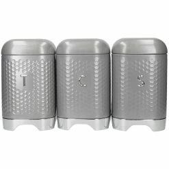 KitchenCraft Lovello Canister Set of 3 Grey Gift Boxed