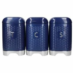 KitchenCraft Lovello Canister Set of 3 Navy Gift Boxed