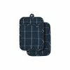 Ladelle Eco Check Navy 2pk Pot Holder