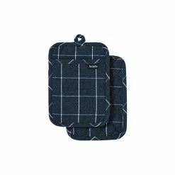 Ladelle Eco Check Navy 2pk Pot Holder