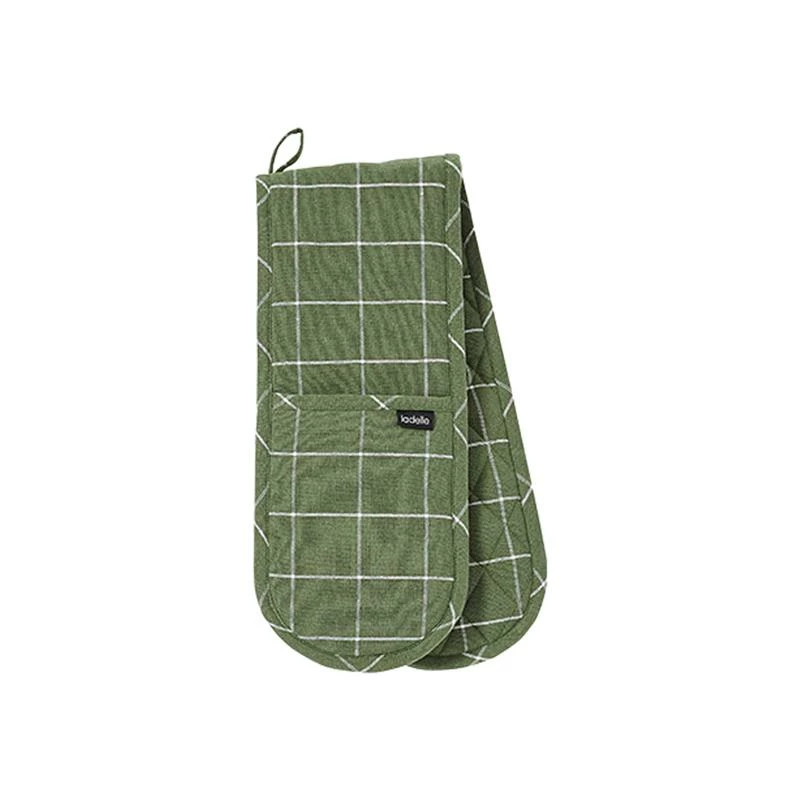Ladelle Eco Check Green Double Oven Mitt 1 Ladelle Eco Check Green Double Oven Mitt