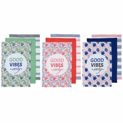 Ladelle Arise Good Vibes Kitchen Towel 3 Pack - Assorted - Blue