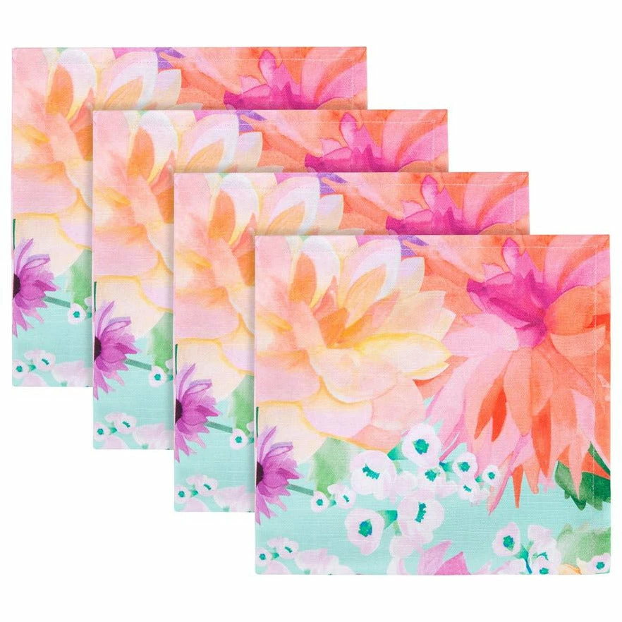 Maxwell and Williams Teas and Cs Dahlia Daze Cotton Napkin Set of 4 45x45cm Sky 1 Maxwell and Williams Teas and Cs Dahlia Daze Cotton Napkin Set of 4 45x45cm Sky