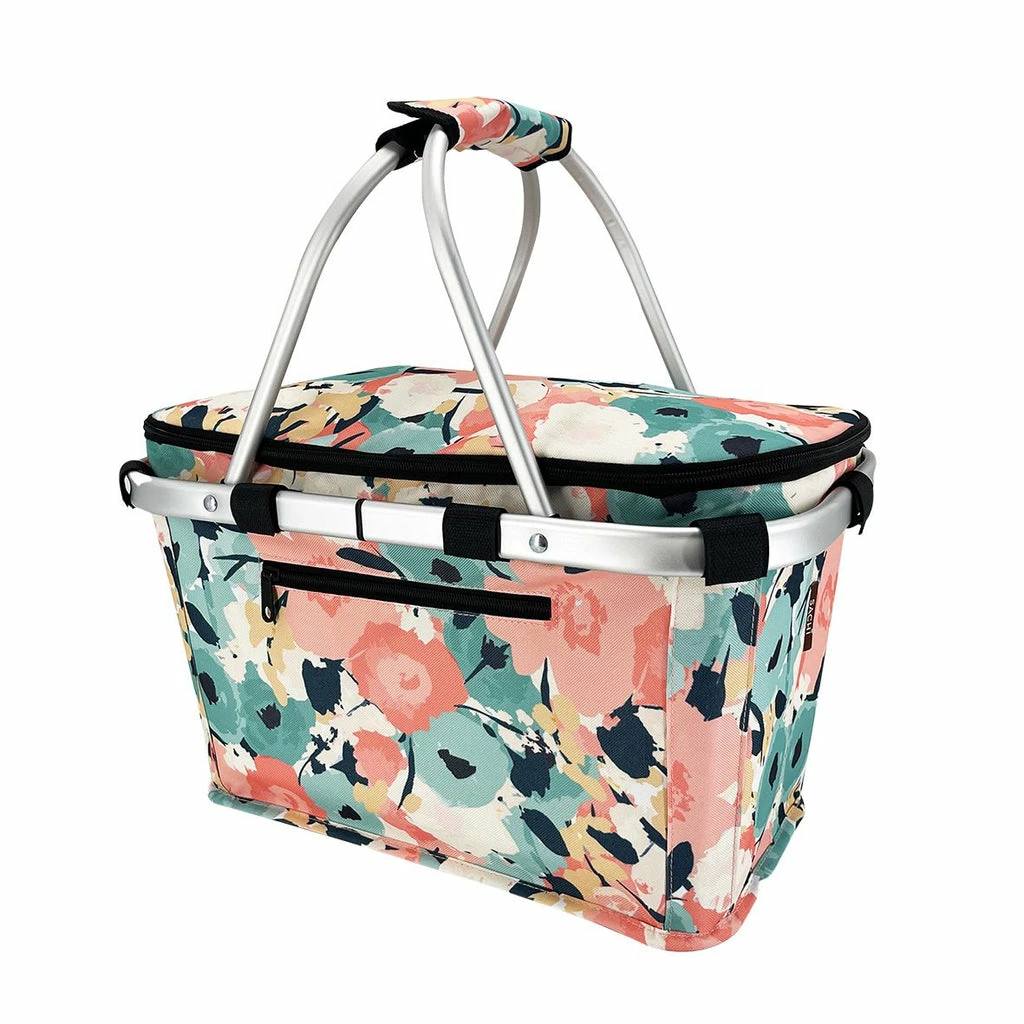 Sachi Insulated Carry Basket With Lid Pastel Blooms 3 Sachi Insulated Carry Basket With Lid Pastel Blooms - Image 3