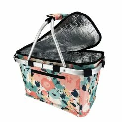 Sachi Insulated Carry Basket With Lid Pastel Blooms