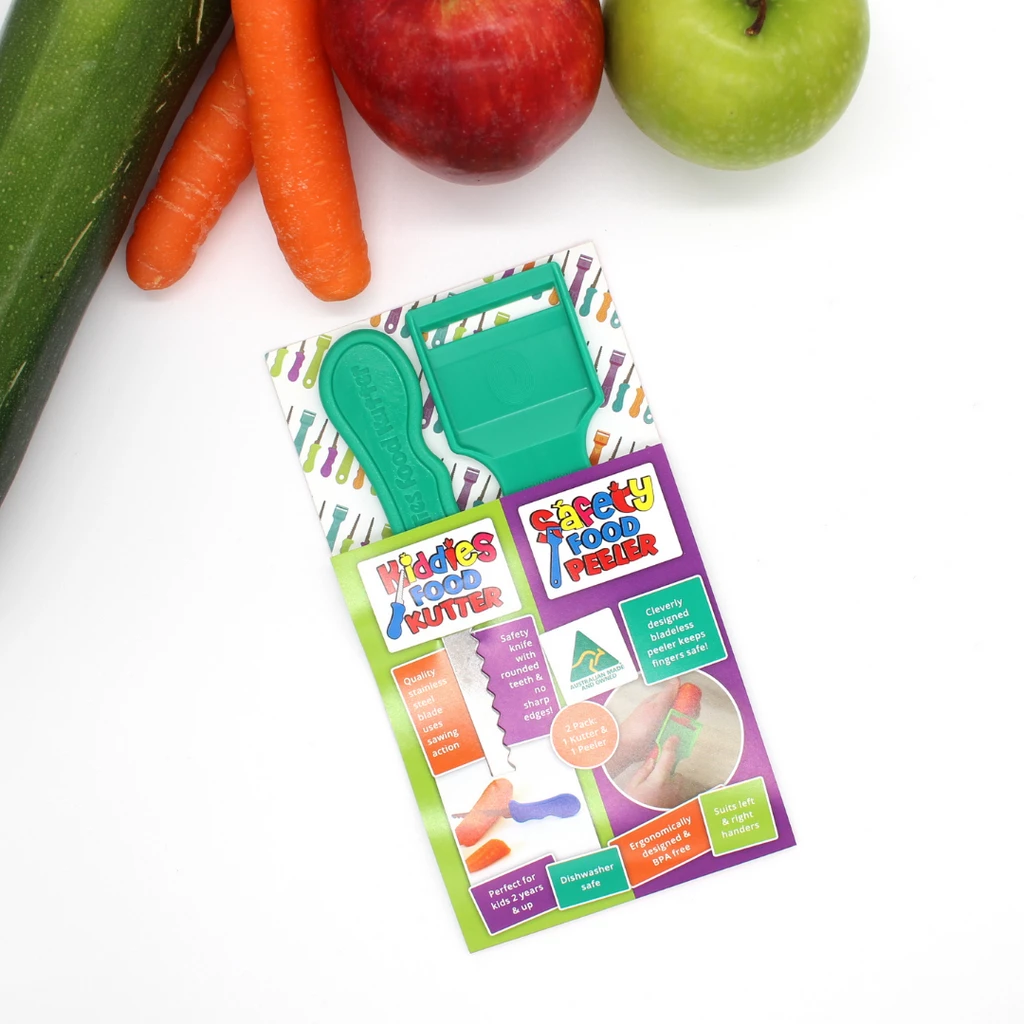 Safety Food Kutter Kiddies Food Kutter and Safety Food Peeler Twin Pack Green 2 Safety Food Kutter Kiddies Food Kutter and Safety Food Peeler Twin Pack Green - Image 2
