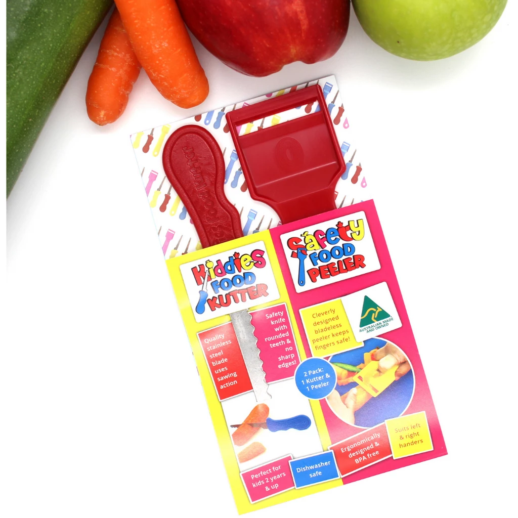 Safety Food Kutter Kiddies Food Kutter and Safety Food Peeler Twin Pack Red 2 Safety Food Kutter Kiddies Food Kutter and Safety Food Peeler Twin Pack Red - Image 2