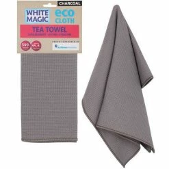 White Magic Tea Towel Single Charcoal