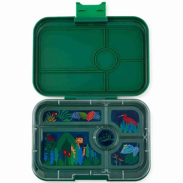 Yumbox Tapas 5 Compartment - Greenwich Green - Jungle Tray 1 Yumbox Tapas 5 Compartment - Greenwich Green - Jungle Tray